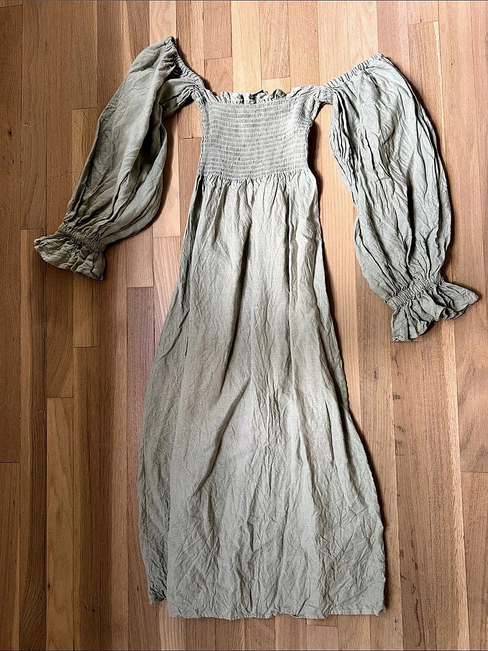 SLEЕPER Linen Maxi Dress in Green Size Medium
